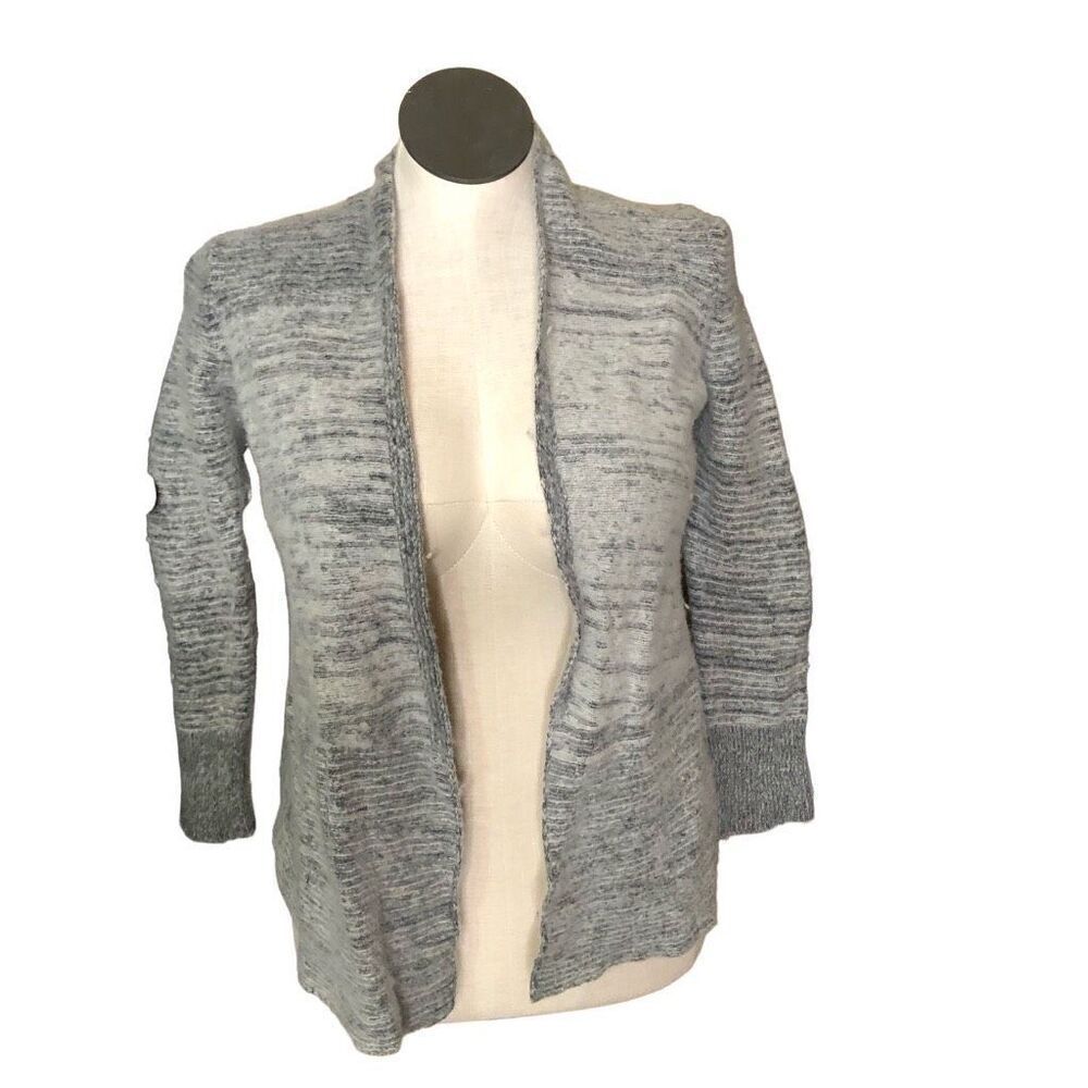 Banana Republic Women’s Open Front Boiled Wool Cardigan PL Marled Heather Gray